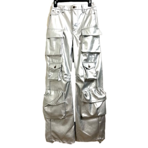 Spoon Jeans Pants - Spoon Jeans Metallic Silver Cargo Pants